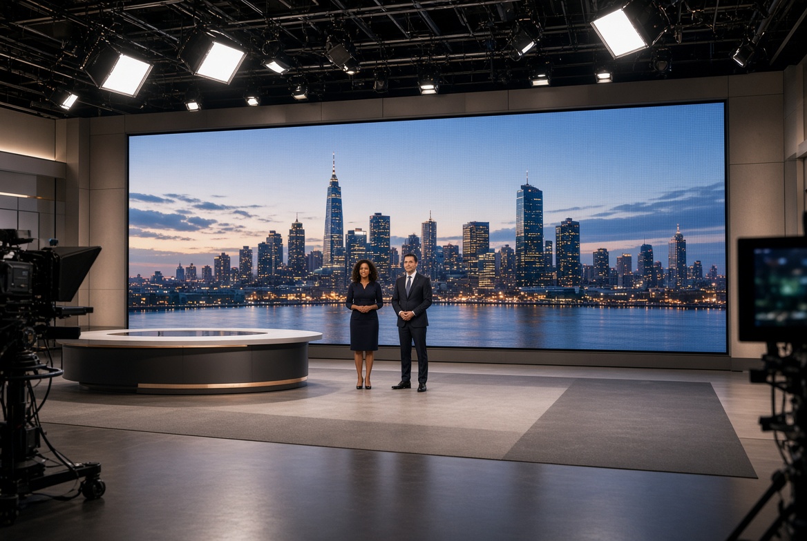 Broadcast studio LED video wall
